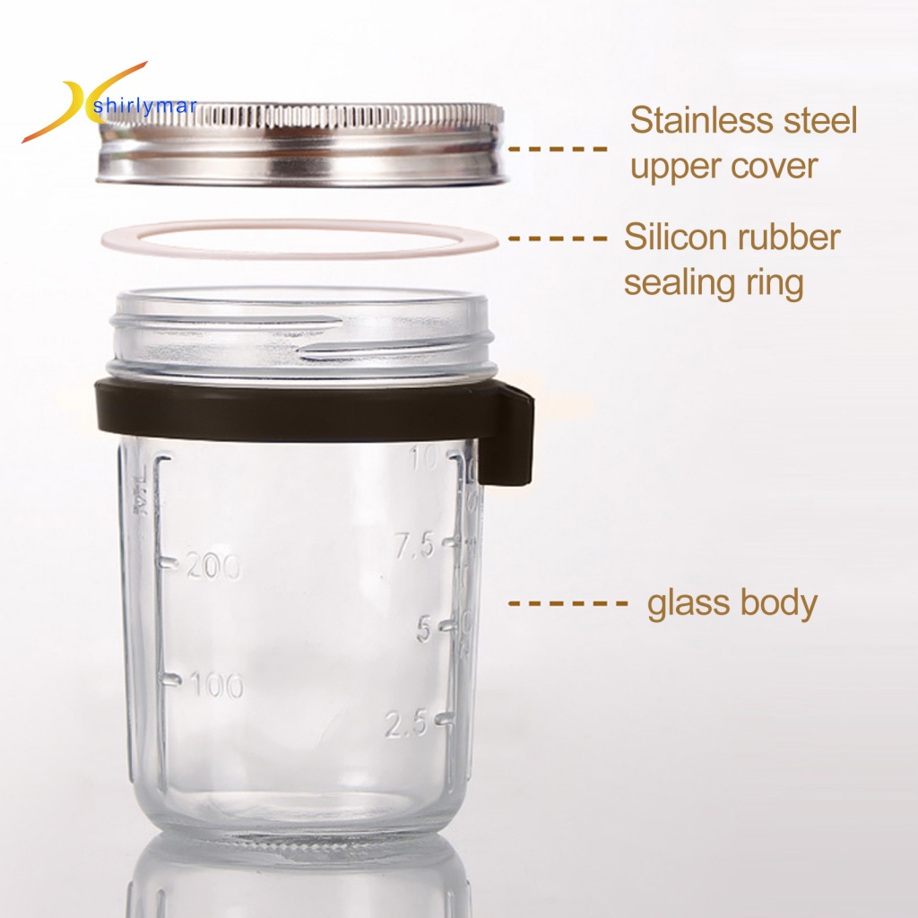 Sr Mason Jar with Spoon Airtight Lid Clear Scales Wide Mouth