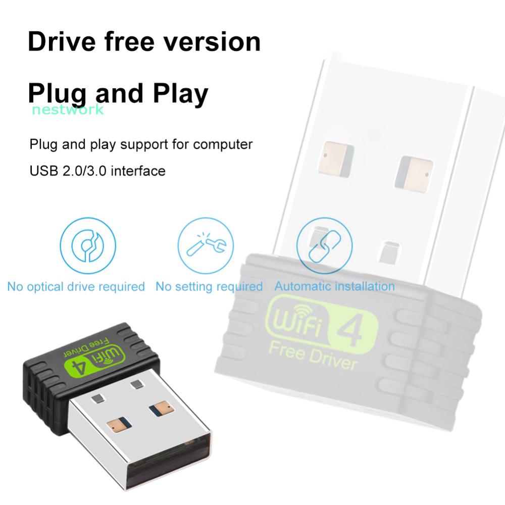 Mini USB WiFi Adapter 150Mbps 2.4GHz USB Ethernet WiFi Dongle Built-In ...