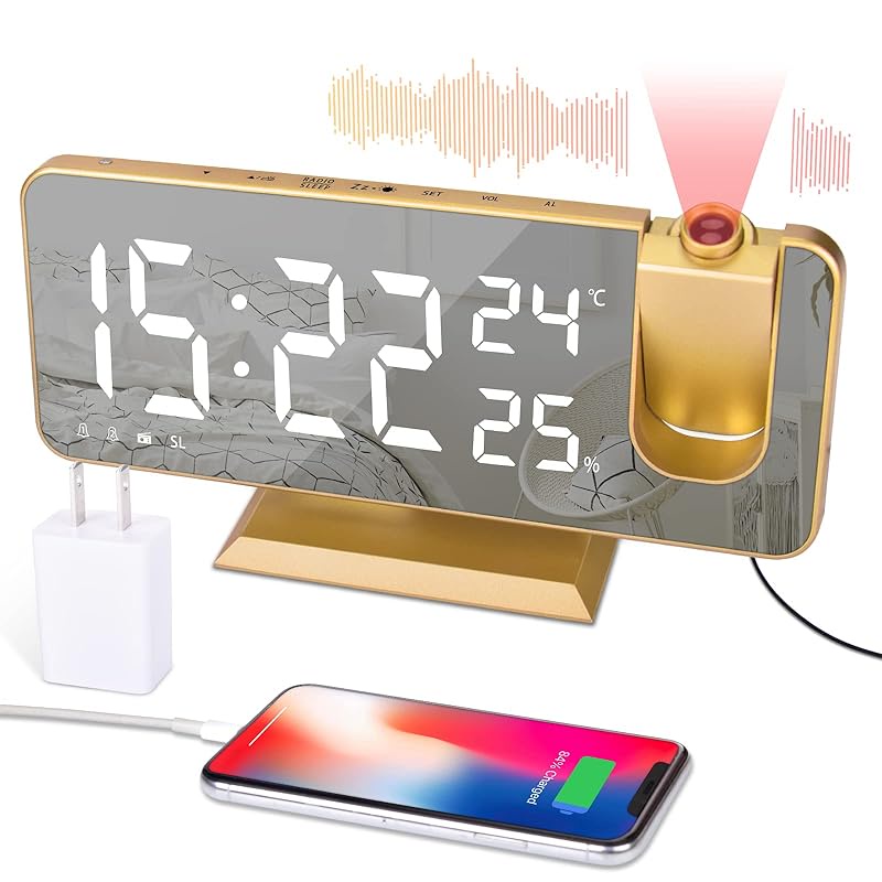 EVILTO Alarm clock Digital projection clock Multifunction clock