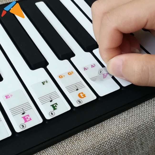 JIP 61 Keys Transparent Colorful Piano Key Note Keyboard Stickers ...