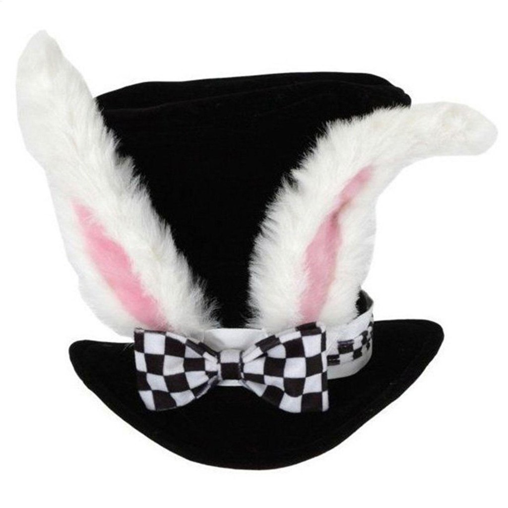 Bunny Hat Black Top Hat Velvet White Rabbit Costume Easter Bunny Ear ...