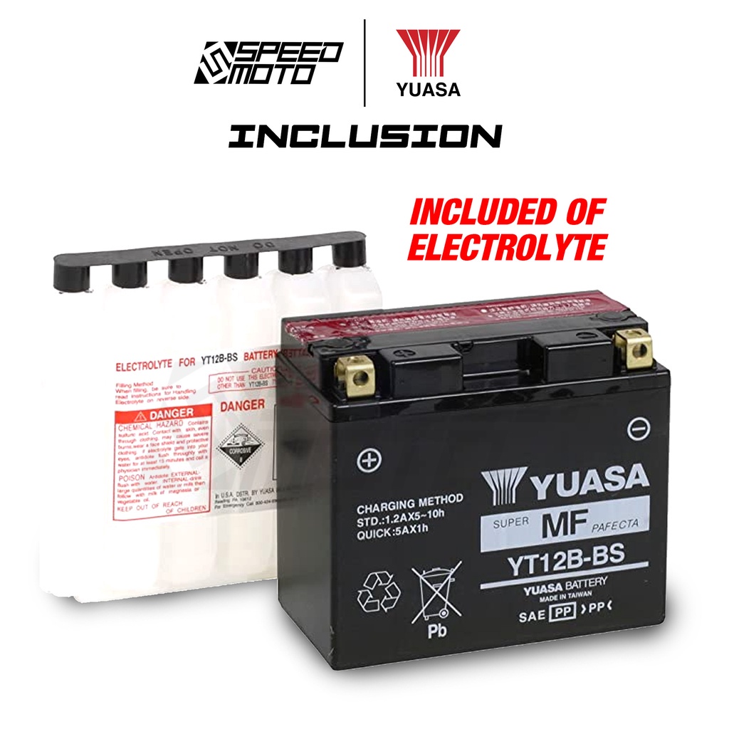 ORIGINAL YUASA YT12BBS MAINTENANCE FREE MOTORCYCLE BATTERY 12V FOR BIG BIKE / SPORTS BIKE