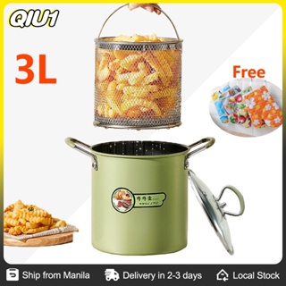 Deep Fryer Pot Deep Fryer with Basket Japanese Oil Saving Multifunctional  Mini Deep Oil Fryer for kitchen Home Kitchen Fryer Fish 3L 