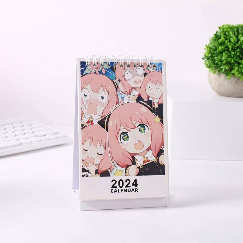 2024 Anime SPYxFAMILY Anya Desk Coil Calendar Dual Daily Weekly Scheduler Table Planner