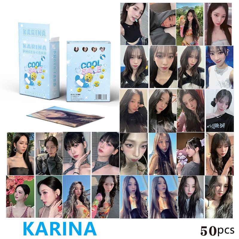 50pcs/box KARINA AESPA Photocards Album Laser Lomo Cards Solo Kpop ...