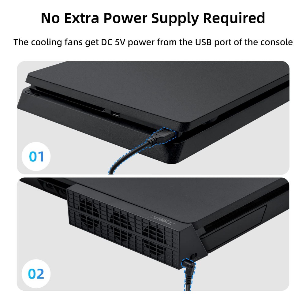 ElecGear Auto Cooling Fan for PS4 Slim, External USB Cooler Automatic ...