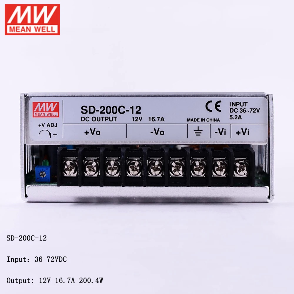 MEAN WELL SD-200C-12 Input 36~72VDC to 12V DC 200W DC-DC Converter ...
