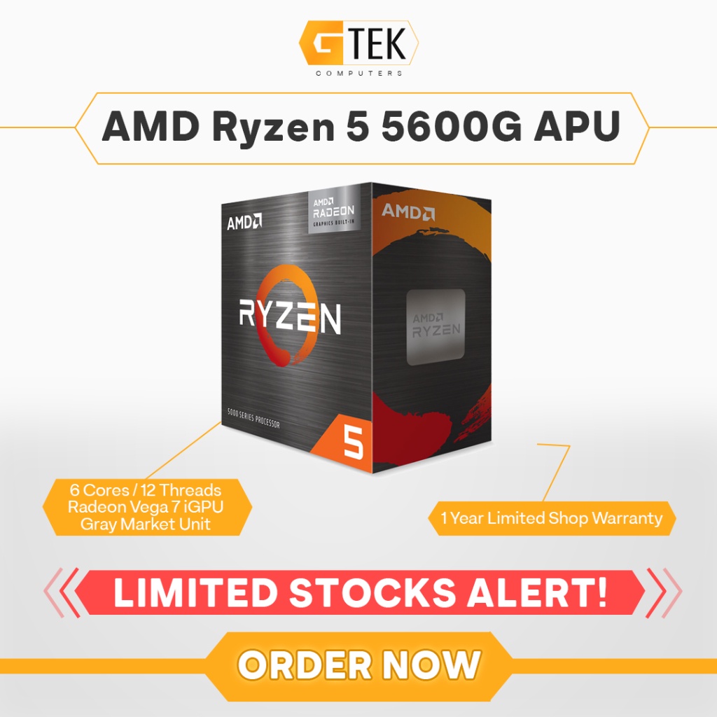 ♞AMD Ryzen 5 5600G APU w/ Wraith Stealth CPU Cooler AM4 Processor AMD PH /  Gray Box and Tray Unit | Shopee Philippines