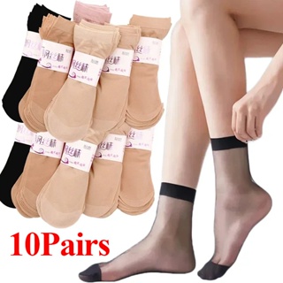 Summer Sexy Ultrathin Transparent Crystal Silk Socks for Women Elastic  Nylon Short Socks Women's Socks Female SocksTransparent