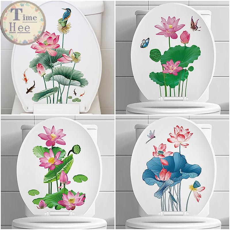 TIMEHEE WC Stickers Toilet Plant Floral Wall Sticker For Bathroom ...