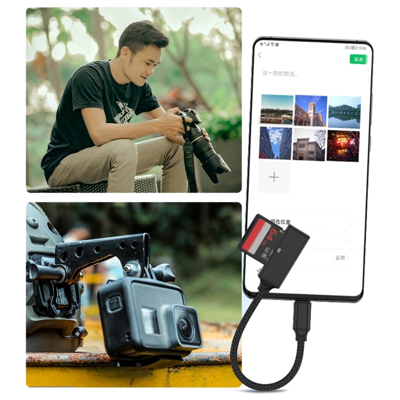 Left Mini Memory Card Reader 2 in 1 Card Reader USB Type C Micro USB ...