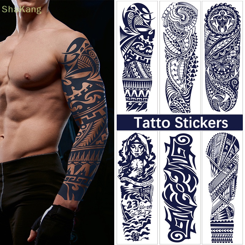 SKK 1Sheet Full Arm Temporary Tattoos Large Totem Tribal Big Sleeve ...