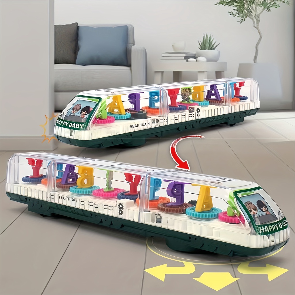Glowing Transparent Train Toy for Kids/Crash and Move Electric Train ...