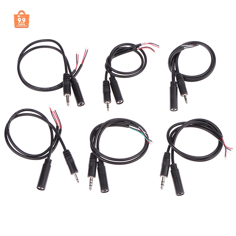 Pufang 3.5mm DC Female Male Stereo Aux Extension Connector Cable 2 3