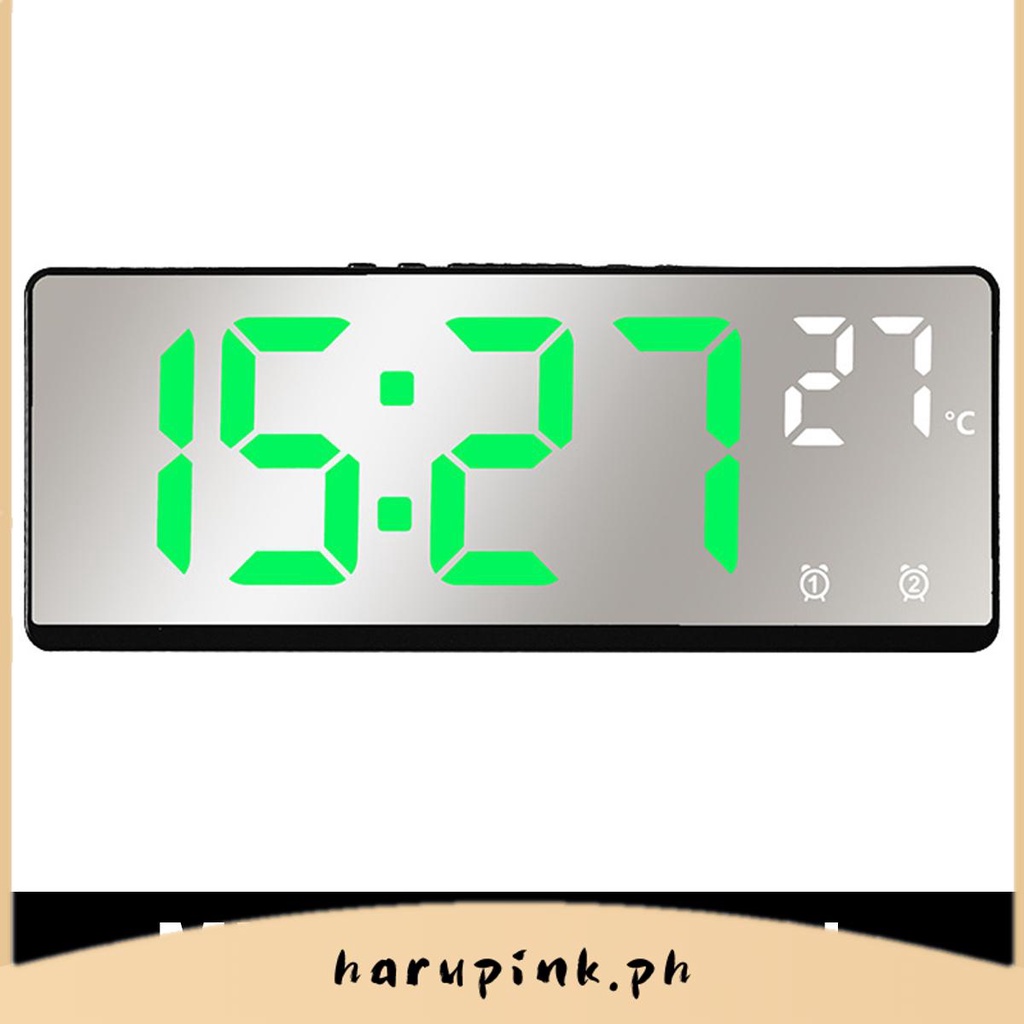 Digital Alarm Clock with Adjustable Brightness and Volume LED Mirror