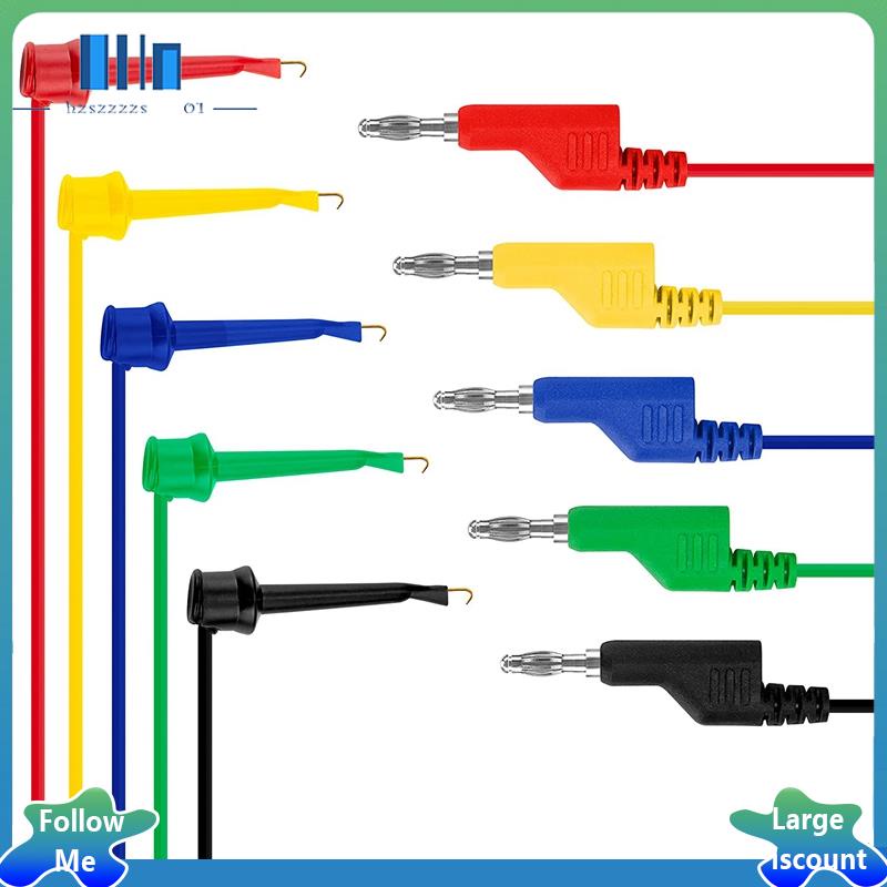 『hzszzzzs01』5PCS Test Hook Wire Stackable Banana Plug to Mini Grabber