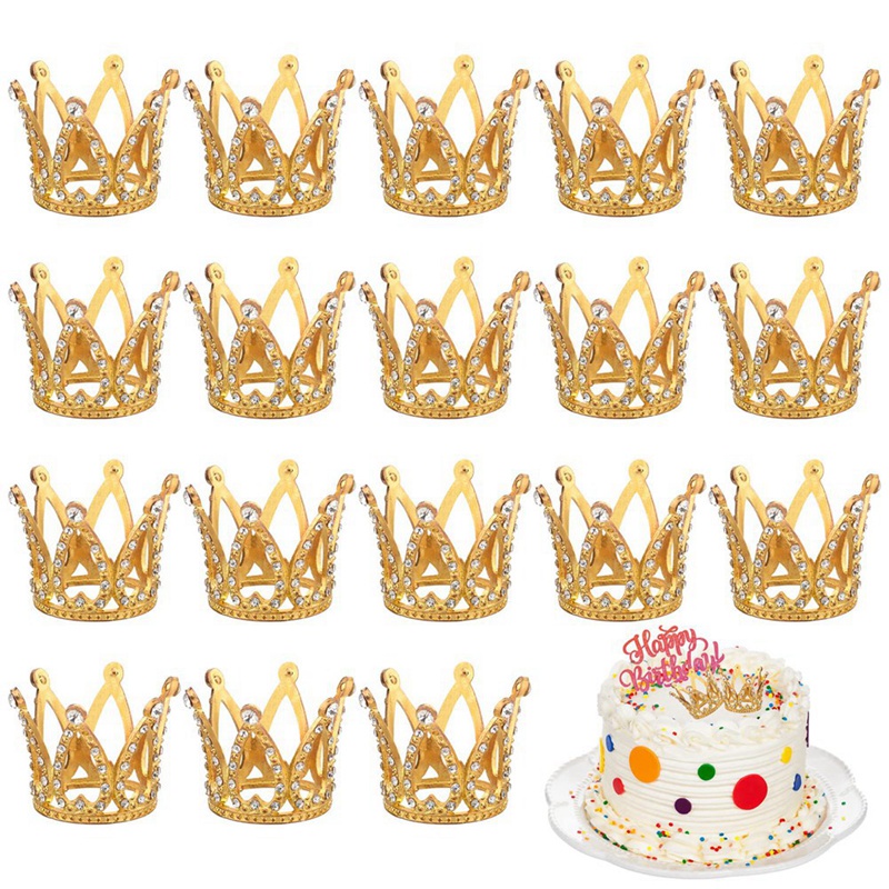 10 Pcs Tiny Baby Small Rhinestone Tiara Crown Gold Mini Crown Cake ...