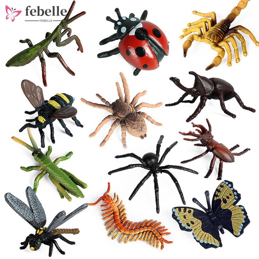 FEBELLE 6Pcs/set Simulation Insect Model Mini Insect Butterfly Ladybug ...