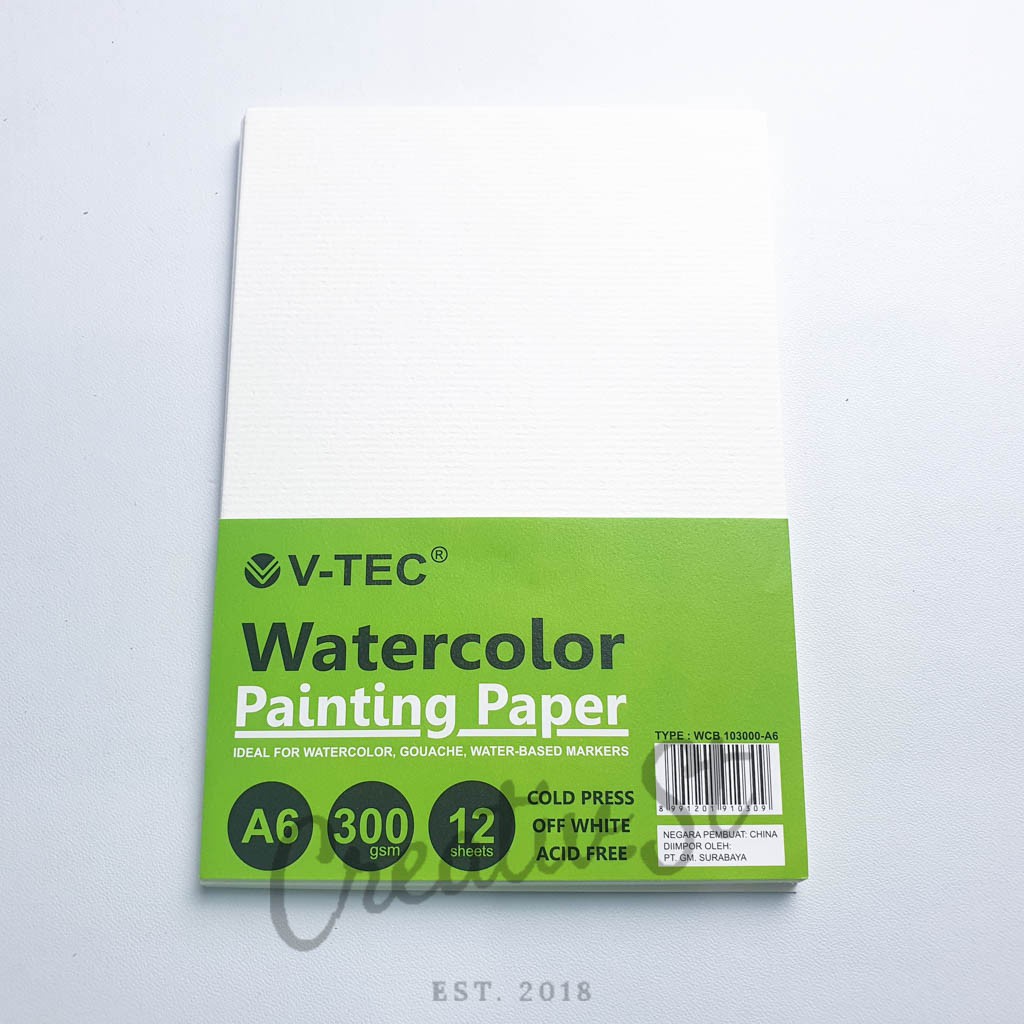 Vtec A6 Water color Paper Sheets 300 GSM Cold Press Watercolor 15cm x