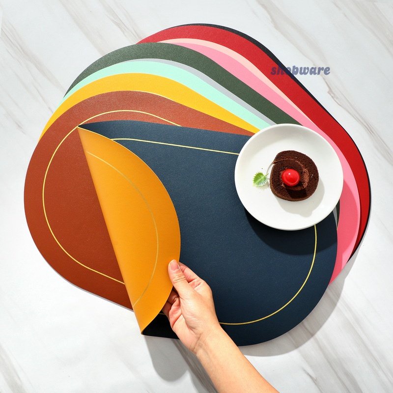 Shopware Nordic Style PU Leather Oval Shape Placemat Insulation Pad ...