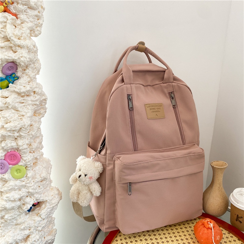 Uisn #1199 Korean Backpack For Women Fashion Solid Color School Bag 