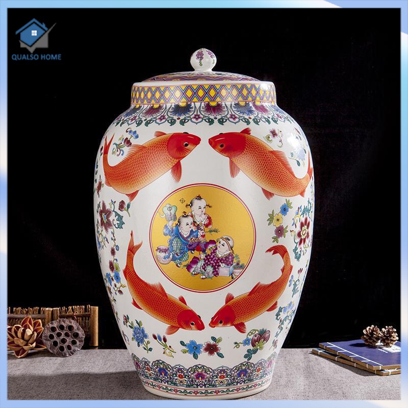 Ceramic rice jar rice bucket rice storage box 20kg 50kg sealed storage