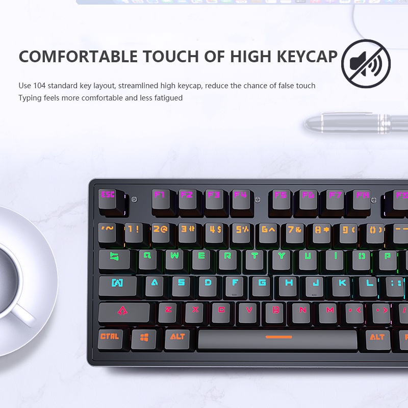 ♞Leaven K880 104 Keys Mechanical Keyboard Colorful RGB Light Effect ...