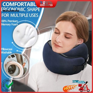 Bookishbunny Elevated Large Neck Support Memory Foam U Shape Travel Pillow  Airplane Cushion