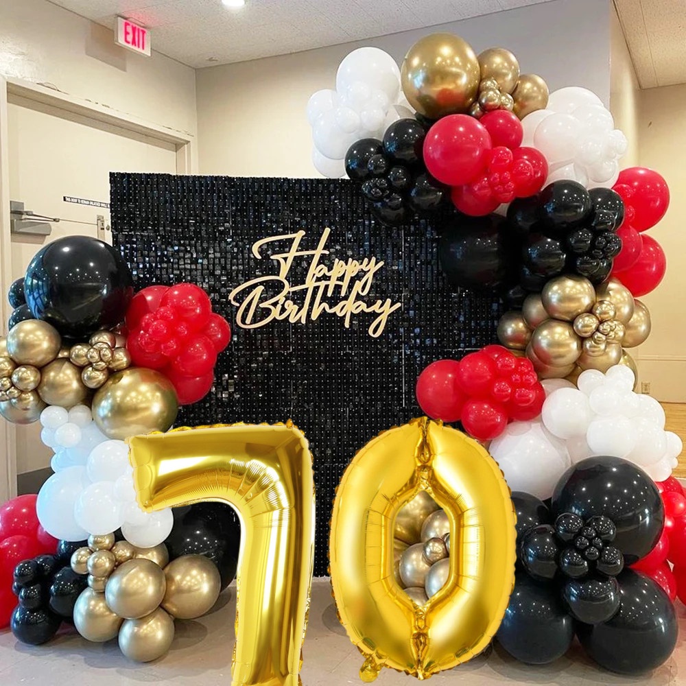 30th 40th 50th 60th Balloon Garland Arch Kit Red White Black Gold Latex ...