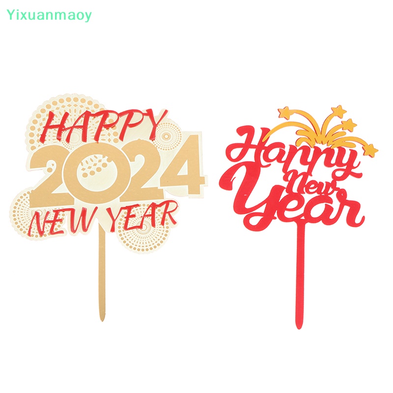 Creative Acrylic Happy New Year 2024 Cake Topper For Merry Christmas
