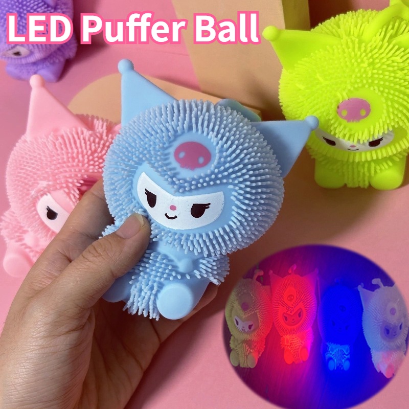 Flashing Bouncy Ball Cartoon Sanrio Kuromi Puffer Ball Sparkling Fur ...