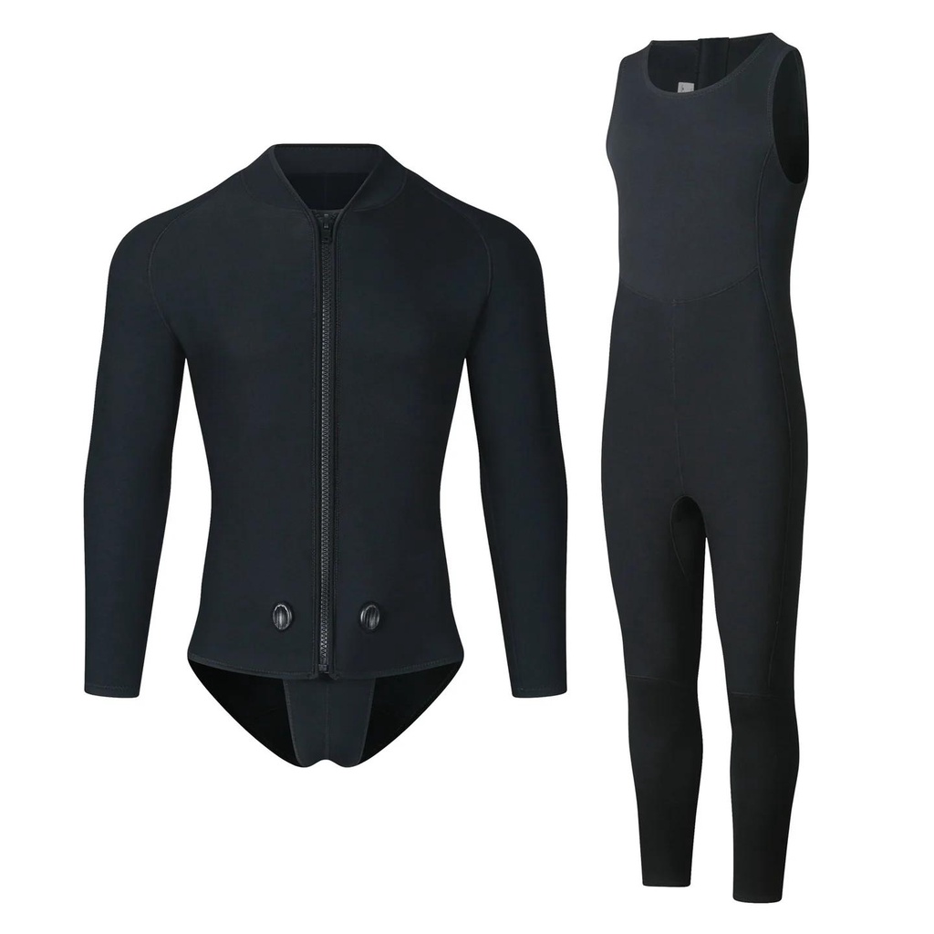 JTKSSCS Men's 3MM Neoprene Hooded Wetsuit - 2-Piece Separate Set For Diving, Surfing & Spearfishing | Front-Zip Jacket & Pants