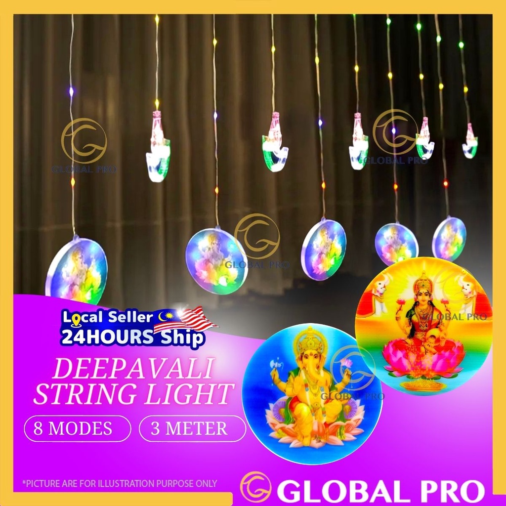 VINAYAGAR / LAKSHMI String Light Deepavali Light Diwali Light Lampu