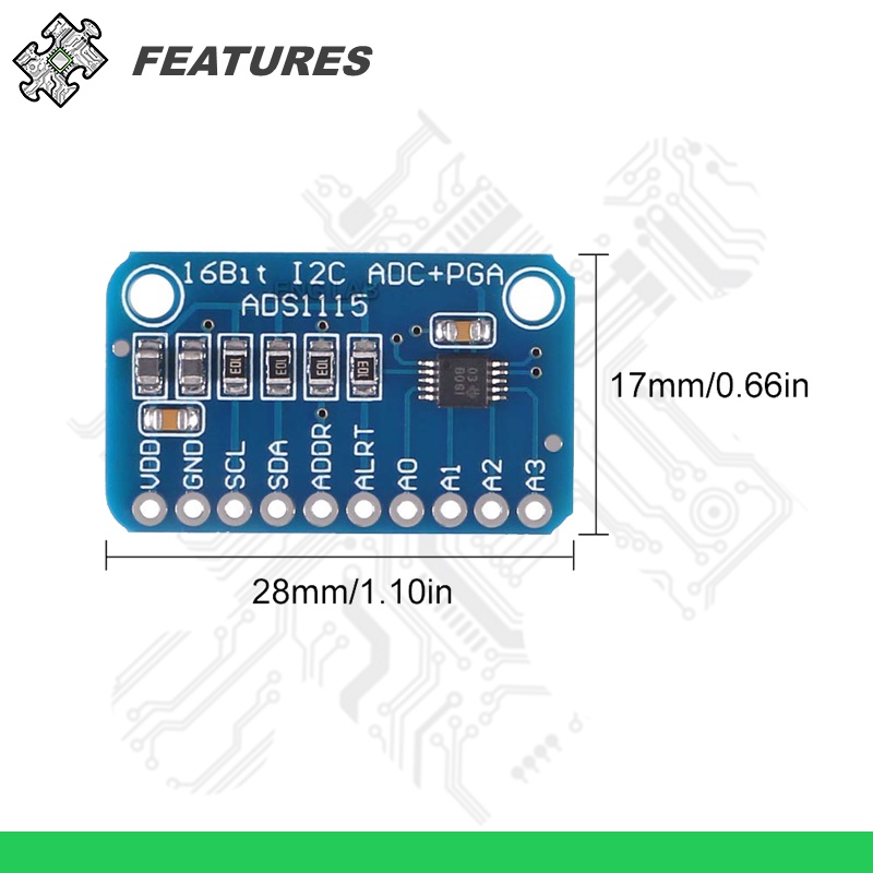 ENGLAB★ADS1115 Analog-to-Digital ADC Converter with Programmable Gain ...
