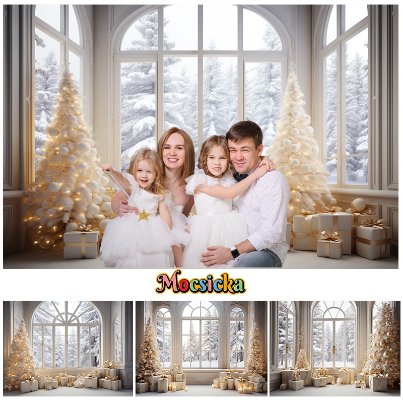 Winter Indoor Christmas Tree Window Photography Backdrop Gift Frozen ...