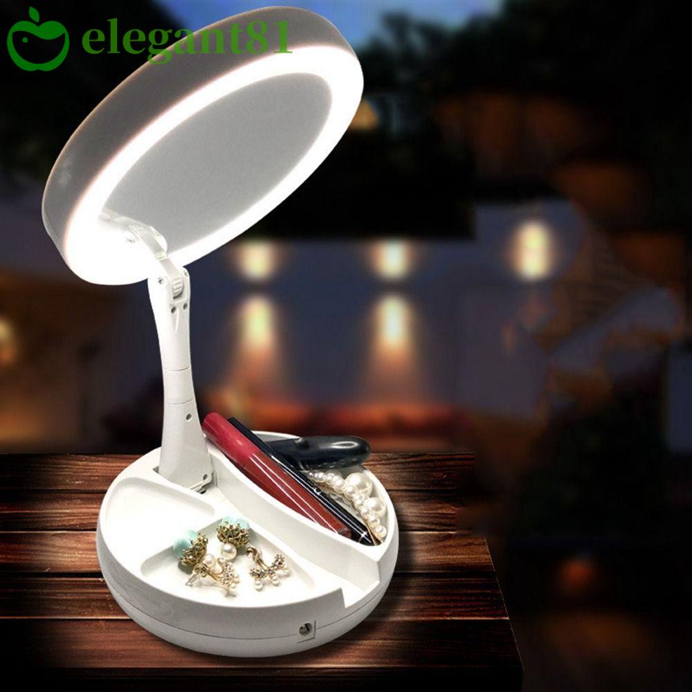 ELEGANT81 Folding Doublesided Mirror, Punchfree Rotating LED Makeup