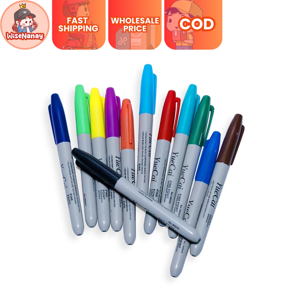 WiseNanay Colored Marker 6/12pcs Multi Color Bold Point Permanent