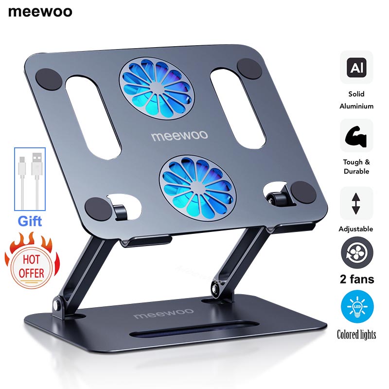 Meewoo Laptop Stand With Fan Aluminum Adjustable Laptop Stand Laptop