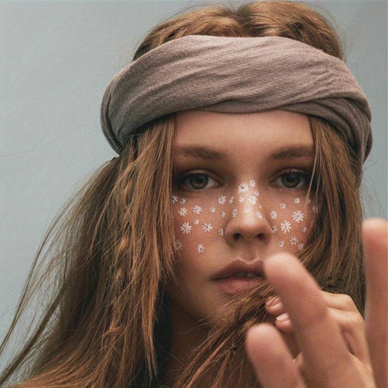 1 Sheet Face White Daisy Tattoo Sticker Waterproof Lasting Temporary
