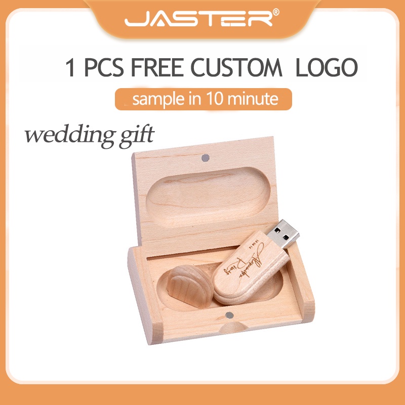 JASTER Wooden Clamshell Box Usb Flash Drive 128GB Free Custom Logo ...