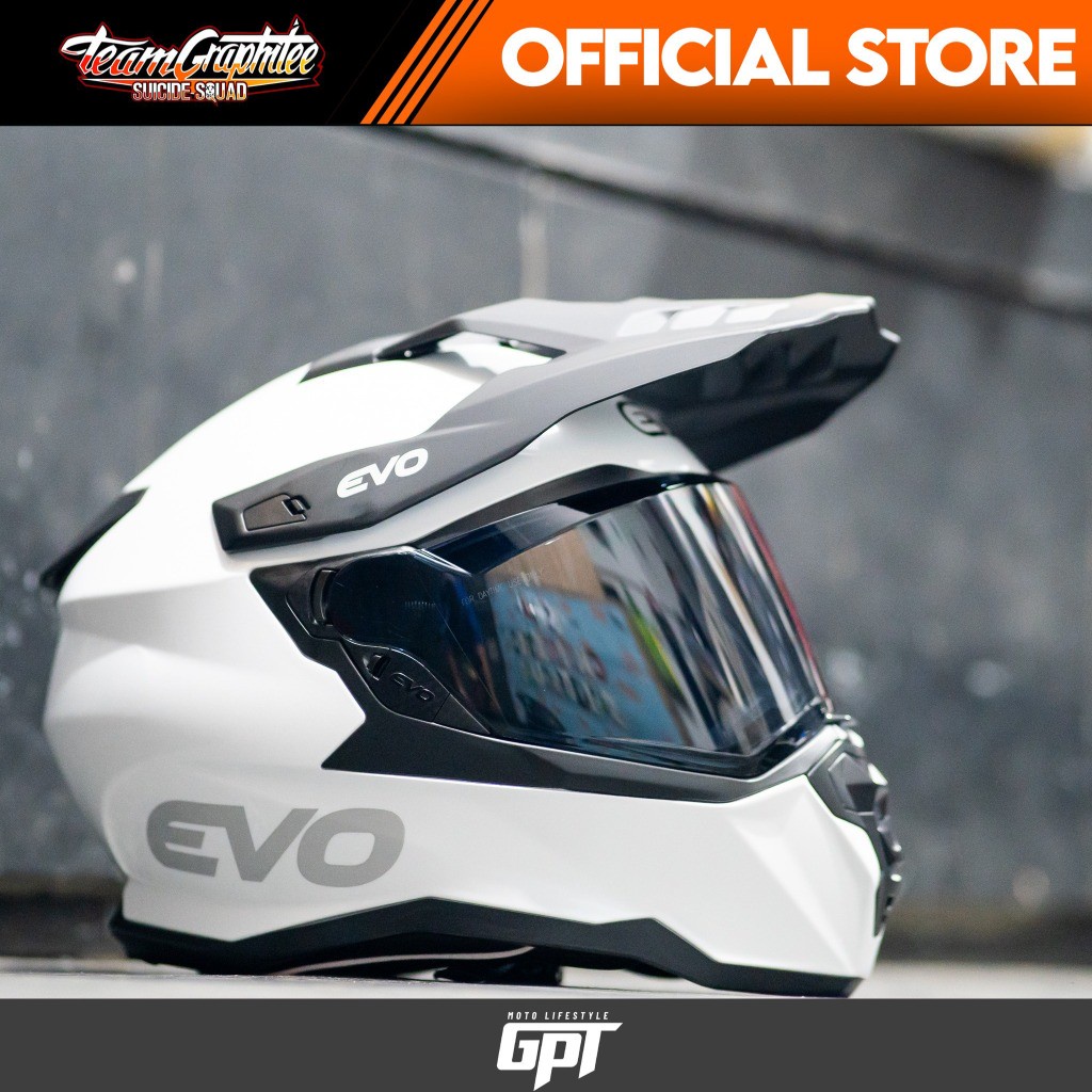 EVO HELMET DX7 MONO PEARL WHITE (SMOKE LENS) w/ free clear lens