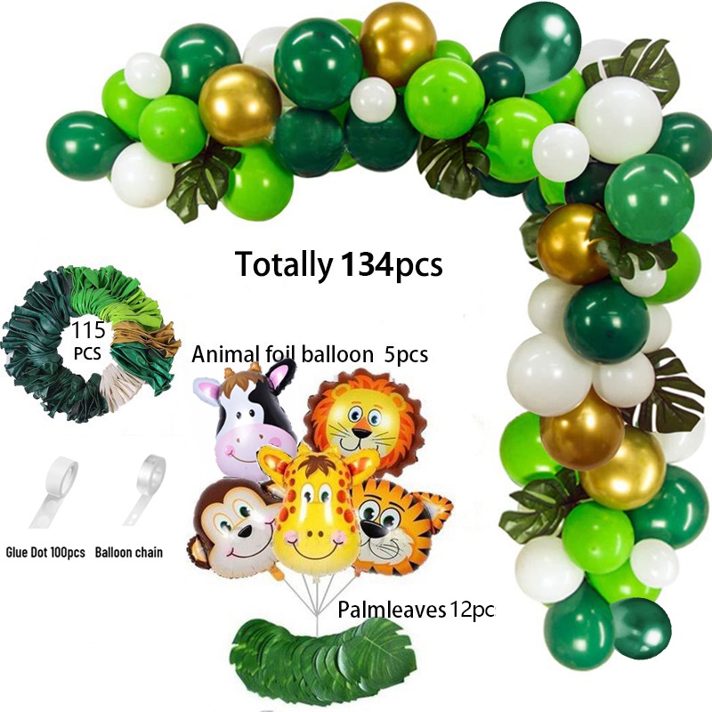 134 Pcs Jungle Animal Safari Balloon Set Garland Arch Kit Party ...