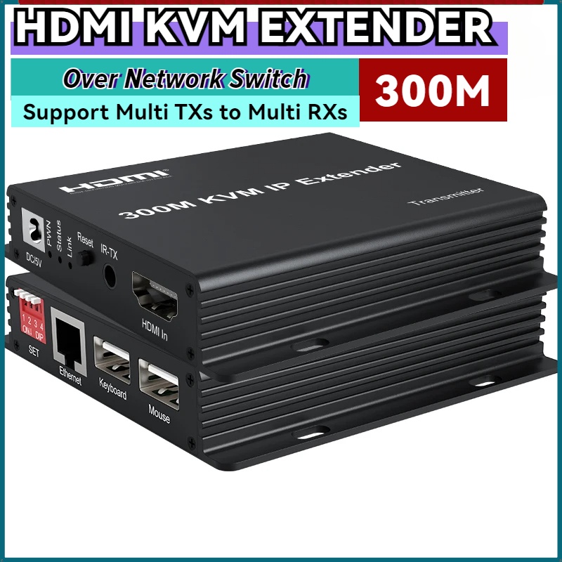 300m Hdmi Kvm Extender Over Ip Rj45 Cat5e6 1080p Hdmi Usb Ethernet Extender 984ft Support 1724