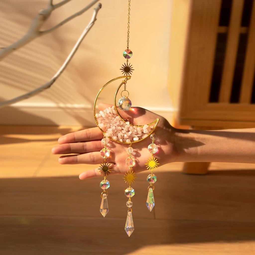 1 Pc Crystal Suncatcher for Window- Moon Sun Catchers Indoor Window ...