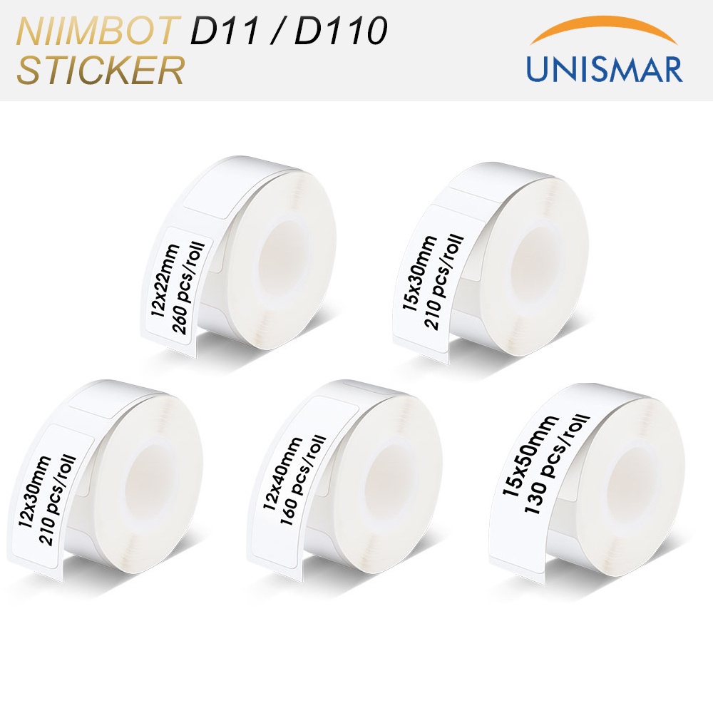 Niimbot D110 D11 Label Sticker Paper Roll - White 1 Roll, Waterproof ...