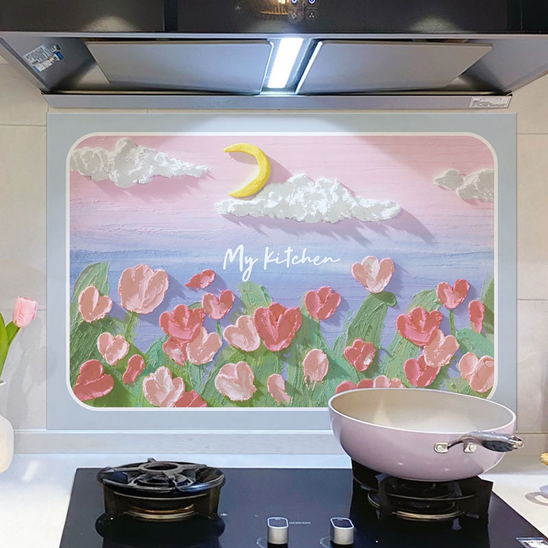 Waterproof Oilproof Kitchen Sticker Stove Wallpaper Fireproof High