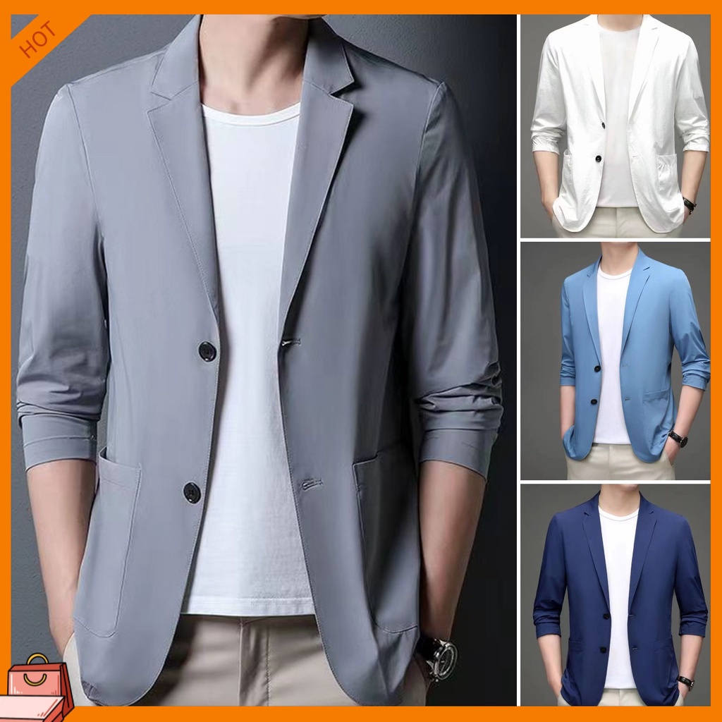 [WSG] Men Suit Coat Formal Business Commute Style Long Sleeves Lapel