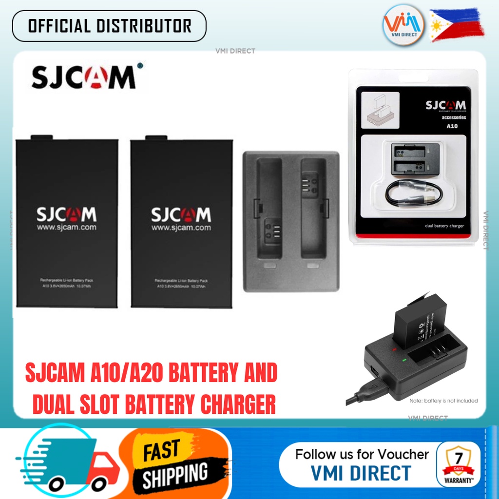 SJCAM A10 A20 Battery And Charger 2650mAh Backup Rechargeable Li On Battery Charger 100 Original