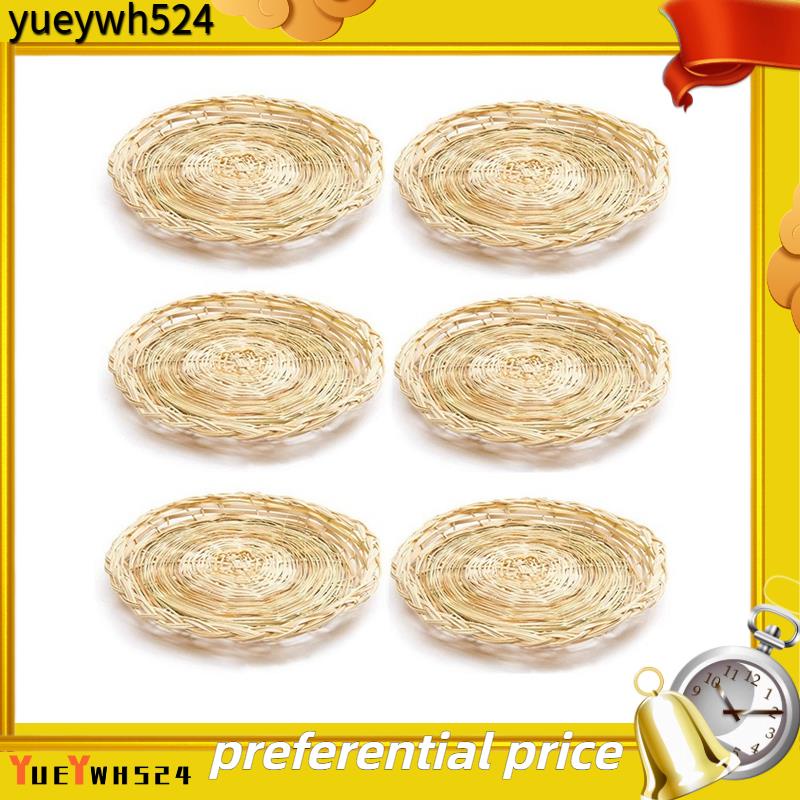 【yueywh524】6Pcs Bamboo Paper Plate Holder 10 Inch Round Woven Plate