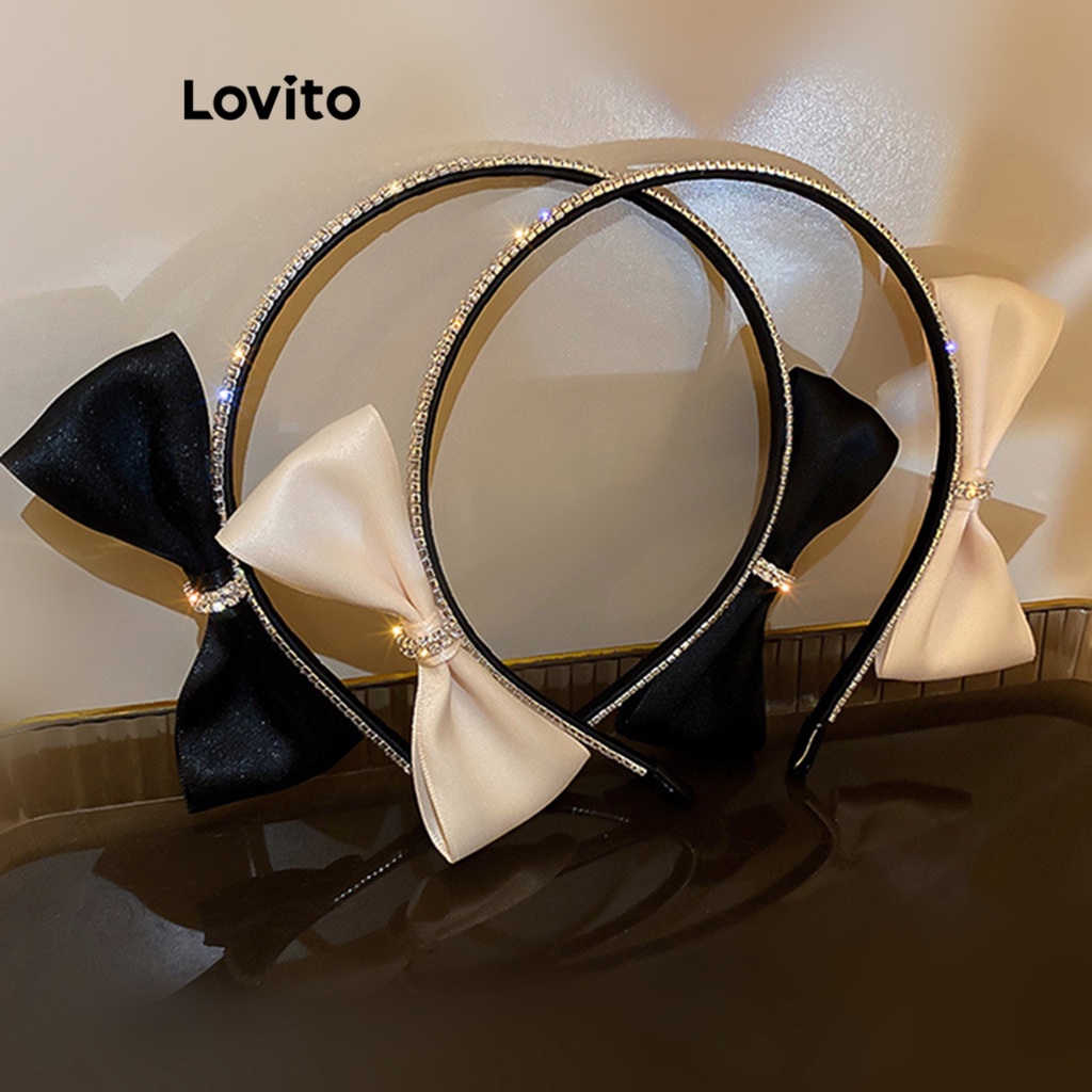 Lovito Women Casual Plain Bow Headband Lna White Black Shopee Philippines